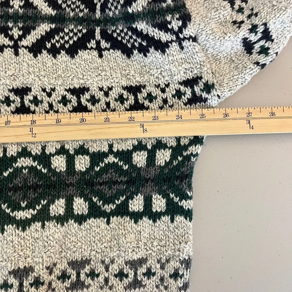 Northwest Territory Mens Fair Isle Knit Crewneck Sweater Grey Green Black L Vtg